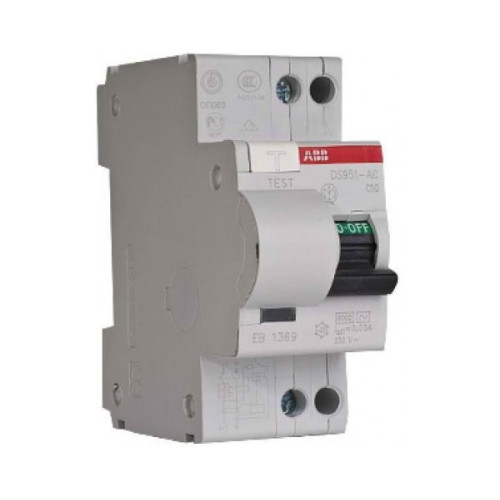 Siguranta diferentiala P+N 10A 30mA 6kA DS951/C10/0.03A ABB