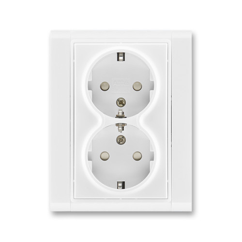 Priza dubla ST cu impamantare alb/alb Time ABB