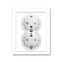 Priza dubla ST cu impamantare alb si protectie copii Neo ABB