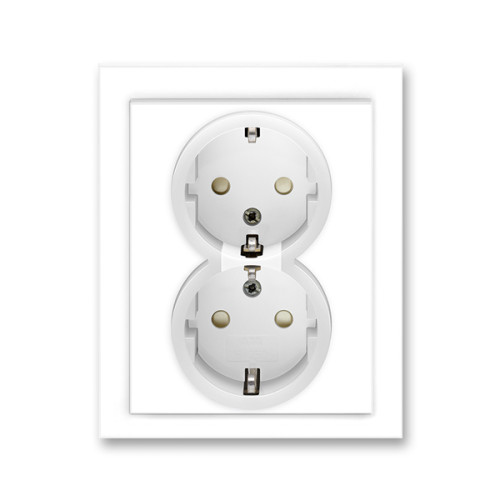 Priza dubla ST cu impamantare alb si protectie copii Neo ABB