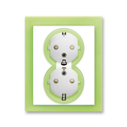 Priza dubla ST cu impamantare alb/verde fresh si protectie copii Neo ABB
