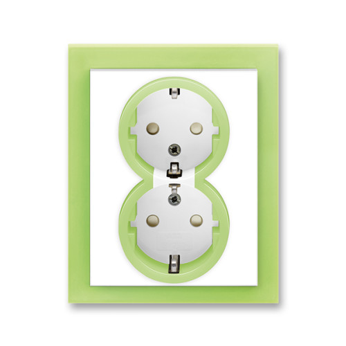 Priza dubla ST cu impamantare alb/verde fresh si protectie copii Neo ABB
