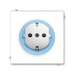 Priza simpla ST cu impamantare alb/albastru fresh si protectie copii Neo ABB