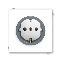 Priza simpla ST cu impamantare alb/gri fresh si protectie copii Neo ABB