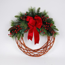 Coronita decorativa 66cm cu panglica rosie