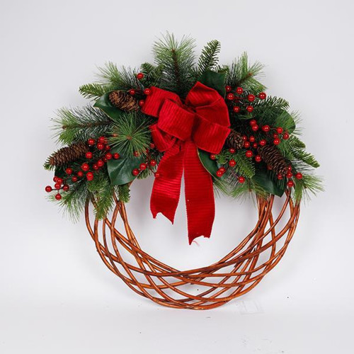 Coronita decorativa 66cm cu panglica rosie