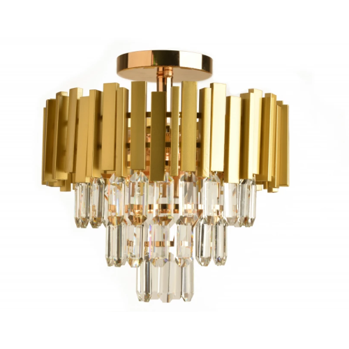 Plafoniera Charmant PL5 E14, auriu cu decoratiuni transparente KL100050