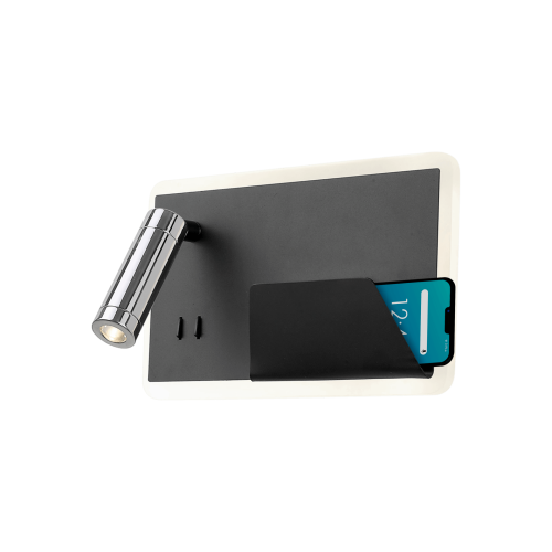 Aplica BOARD L negru mat & crom & alb 141001