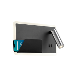 Aplica BOARD R negru mat & crom & alb 141000