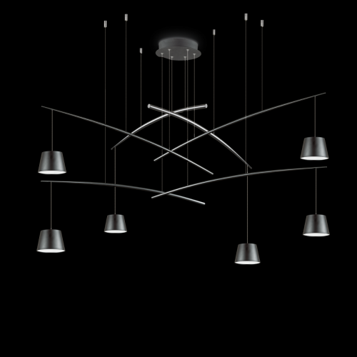 Pendul LED Fish SP6 Nero 196992 Ideal Lux