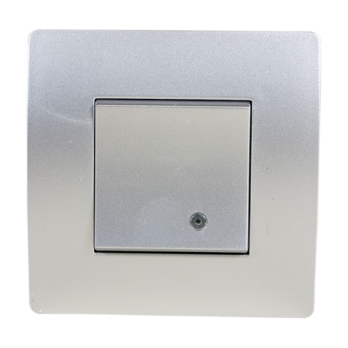 BASIC Intrerupator simplu cu led argintiu  Elmark