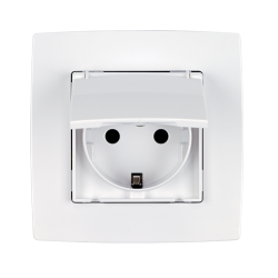 PRIZA GERMANA CITY ALB METALIZAT CU SURUB REZISTENTA LA UMEZEALA 190211D ELMARK