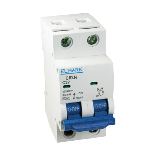 Siguranta automata bipolara 2P 16A C62N 6kA Curba B Elmark