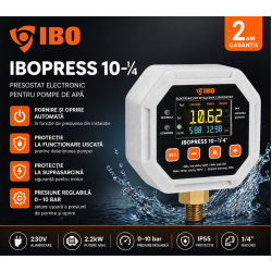 Presostat electronic IBO IBOPRESS 10 1/4”, 2.2kW, 230V, protecție suprasarcină și funcționare uscată