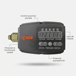 Presostat electronic inteligent, IBO Dambat PRESS SX, 1.5Kw, 12A, 220V, cu functie de protectie la suprasarcina si functionare uscata