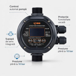 Presostat electronic inteligent IBO PC-34 2,2 kW 230V, 10 bar, cu supapa sens si protectie functionare uscata