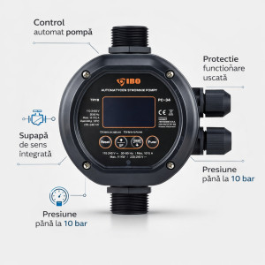 Presostat electronic inteligent IBO PC-34 2,2 kW 230V, 10 bar, cu supapa sens si protectie functionare uscata