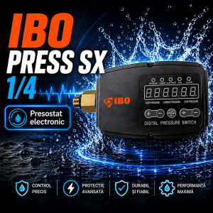 Presostat electronic inteligent, IBO Dambat PRESS SX, 1.5Kw, 12A, 220V, cu functie de protectie la suprasarcina si functionare uscata