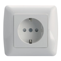 Priza schuko simpla 16A alba cu protectie Scame