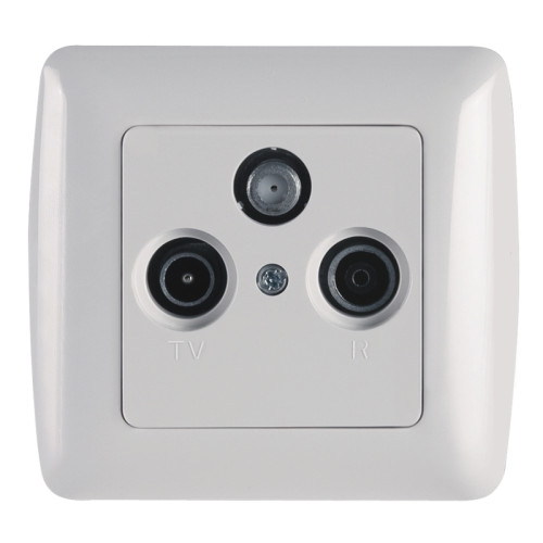 Priza TV+FM+SAT de trecere alba Scame