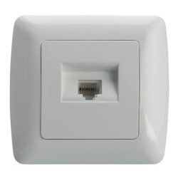 Priza telefon simpla RJ12 alba Scame