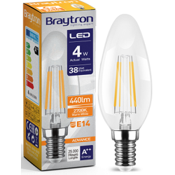 Bec Filament lumanare 4W E14 lumina calda Braytron