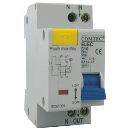 Siguranta automata diferentiala combinata 25A/300mA 4.5kA (RCBO) Curba C Comtec