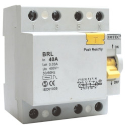 Siguranta automata cu protectie diferentiala tetrapolara 4P 100A/300mA BRL 10kA (RCD) Comtec