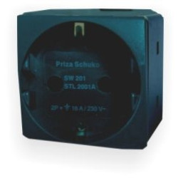 Priza shuko 2 module STIL Negru Comtec