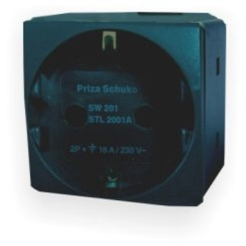 Priza shuko 2 module STIL Negru Comtec