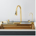 Set chiuveta multifunctionala bucatarie, baterie si accesorii, model auriu , baterii tip cascada si pentru apa purificata, display digital, dimensiune 75 x 46 cm - imagine 3