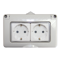 PRIZA DUBLA APLICATA ALBA CAPAC TRANSPARENT IP55