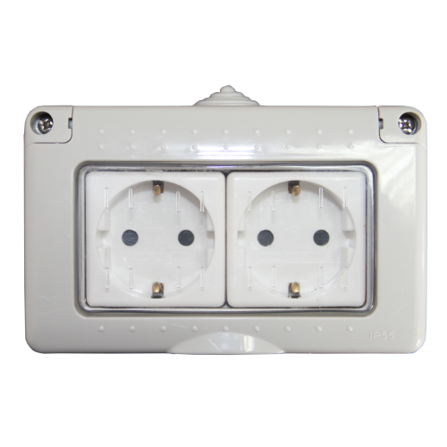 PRIZA DUBLA APLICATA ALBA CAPAC TRANSPARENT IP55