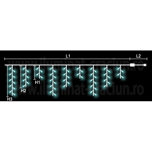 Instalatie streasina sir 360 LED Alb Rece 750x70 cm - fir transparent - interior