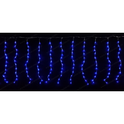 Instalatie perdea ploaie sir LED Albastru 4.5x1m fir transparent interior