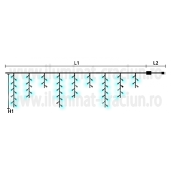 Instalatie streasina sir 100 LED Alb Rece 2x1m fir negru DD 9006-CDL - Exterior gama sistem PROFI