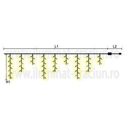 Instalatie streasina sir 100 LED Alb Cald 2x1m fir negru DD 9006-WW - Exterior gama sistem PROFI